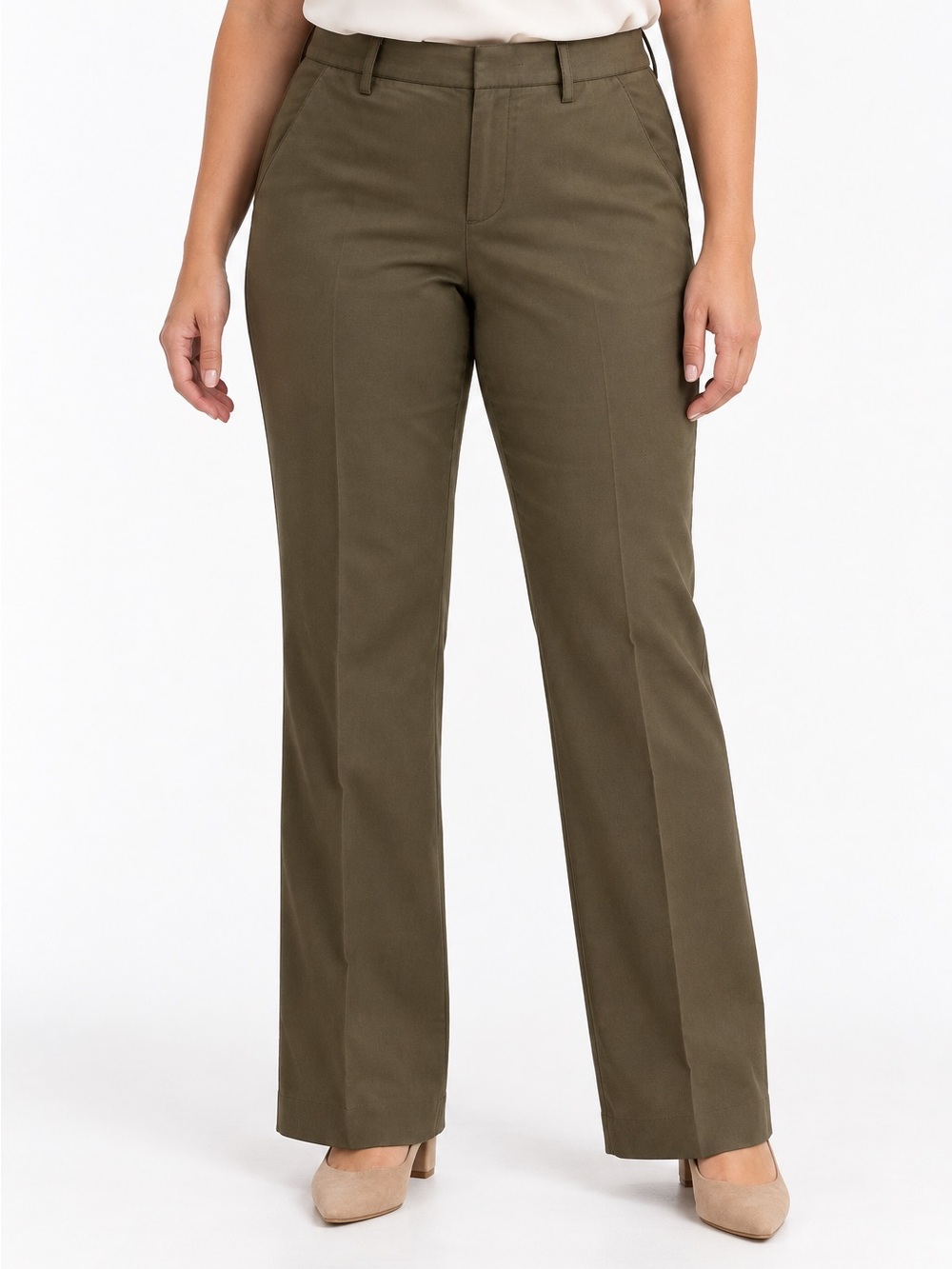 Classic Olive Straight-Leg Women's Pants